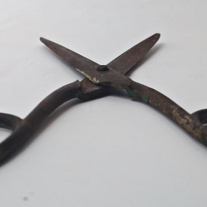 large rusty scissors / hatter / tailor's scissors / BROCANTE / around 1940 / vintage image 8