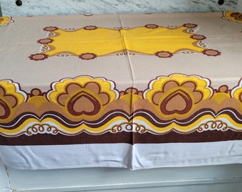 Retro tablecloth - colorful tablecloth / colorful vintage tablecloth - 115 cm x 155 cm