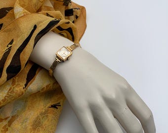 ヴィンテージ手巻き腕時計 / 繊細なレディース腕時計 / 女性用腕時計 / 機械式時計 ZentRa / 金メッキ腕時計