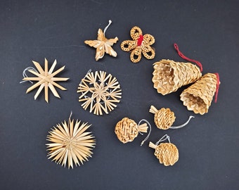 10 straw stars / straw angels / straw - handmade / tree decorations / Christmas tree decorations / Christmas decorations / ornaments set C)