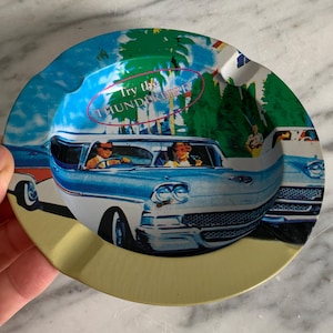 small tin ashtray / vintage ashtray 1990s / tin ashtray