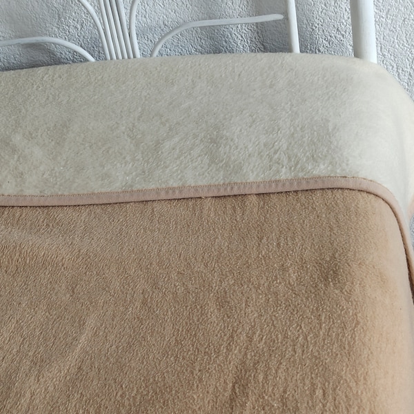 Cozy blanket / warm blanket / 1990s / vintage blanket beige / retro cuddly blanket / wool blanket 145 x 200 cm / natural tones