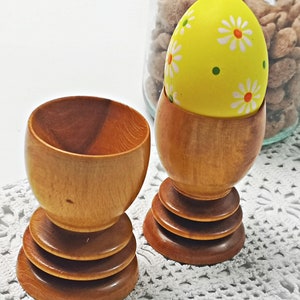 2 old wooden egg cups / hand-turned / natural product / boho image 6