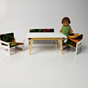Dollhouse furniture Doll furniture for the dollhouse - Dollhouse furniture - Seating group DDR - Sofa, armchair, table