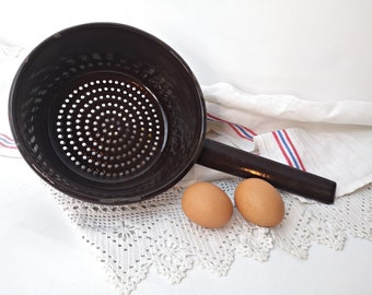 Enamel colander, colander, colander, filter, dark brown