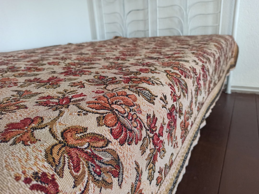 Vintage Bedspread / Counterpane / Retro Bed Cover / Sand and Etsy