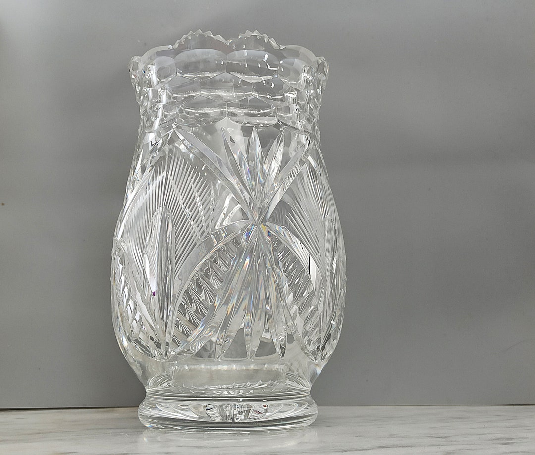 Large Crystal Vase / Crystal Vase / 1980s / Lead Crystal Etsy