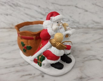 Vintage Santa Claus / Small Ceramic Flower Pot / Christmas Decoration / Gift Wrapping