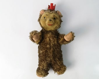 Vintage Teddybär "Berliner Bär"  Bärlin mit Krone / Reiseandenken / Gruss aus Berlin /  25 cm 9.8" / 1940er