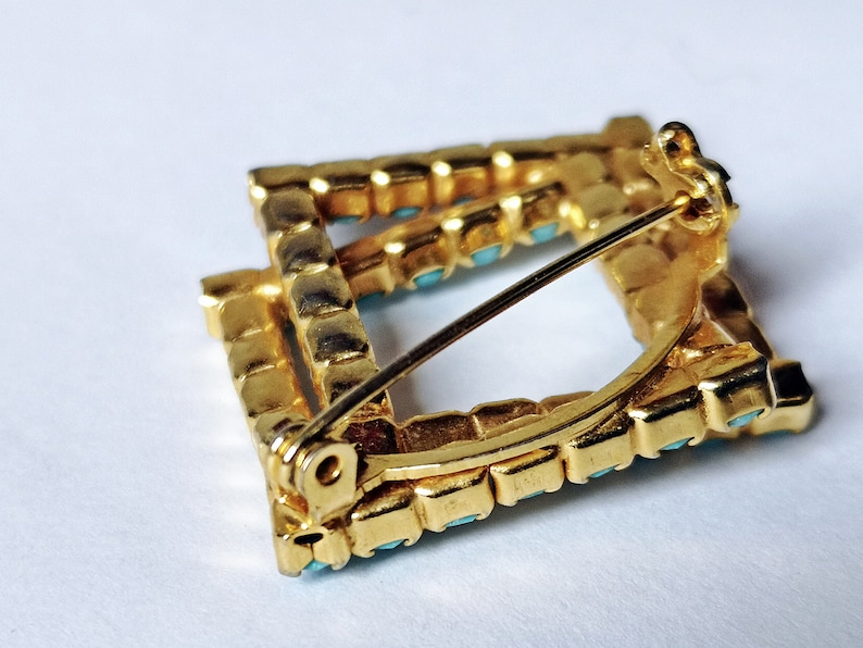 bouquet Brooch Pin Vintage Brooch Gold Turquoise costume jewellery