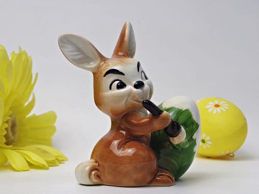 Goebel Ceramic Figurine, Painted Rabbit, Egg, Easter Bunny / Vintage ...