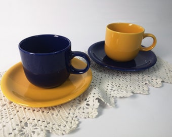 2 cups with saucers / coffee mugs / ceramics / 90s