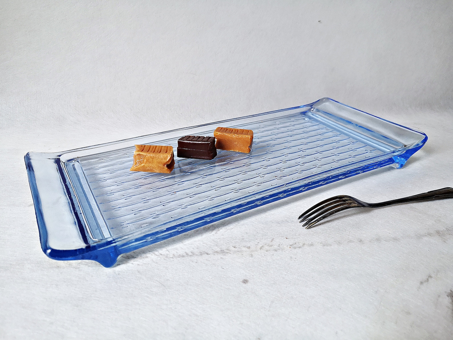 Blue Serving Plate / Crystal Plate / Glass Plate / Mid Century Etsy