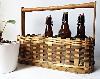 small basket, bottle holder, boho