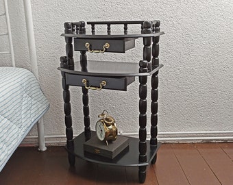 Vintage telephone table in black / bedside table / small side table