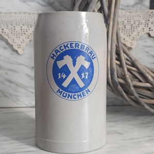 Bier Humpen &quot;Hackerbräu&quot; München / 1 L / Maßkrug /  Keramik Bierkrug - Sammlerkrug