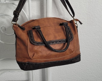 brown faux leather handbag / vintage shoulder bag Y2K