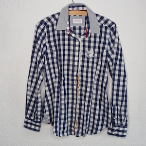 checked blouse size 38 / traditional blouse / red blue checked / Oktoberfest