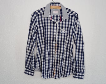 Checkered blouse size 38 / traditional blouse / red and blue checkered / Oktoberfest