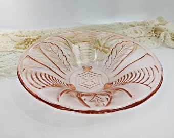 Rosalin Schale mit Füßchen / flache Glasschale in Rosa / Obstschale Rosella Glas / Art Déco / Ø 26.5cm / 10.5"