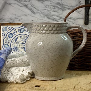 small milk jug / old ceramic jug / grey jug / ceramic milk jug / 1 liter jug