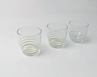 3 small liqueur glasses / shot glasses / set / striped glasses for shots / vintage shot glasses