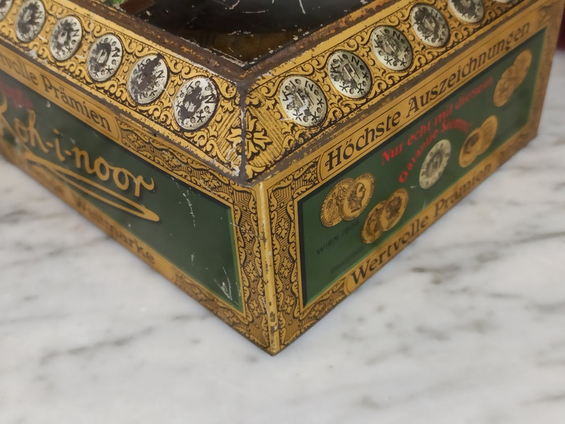 Urlate tin box / tin can / rust / patina / brocante / Koh-i-noor / 1912 image 2