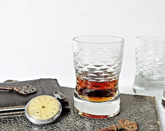 3 whiskey cups / whiskey glasses / glasses for whiskey / water glass made of crystal, crystal glasses, shot, short, brandy