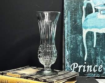 Vintage glass vase / glass vases / flower vase made of pressed glass / GDR vase