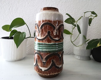 Mid Century Vase, Keramik, Fat Lava, 1970er