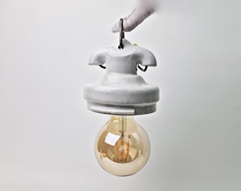 Vintage E27 ceramic lamp holder for ceiling lamp/pendant lamp / for light bulbs / lamp part / lamp replacement part / historical building materials