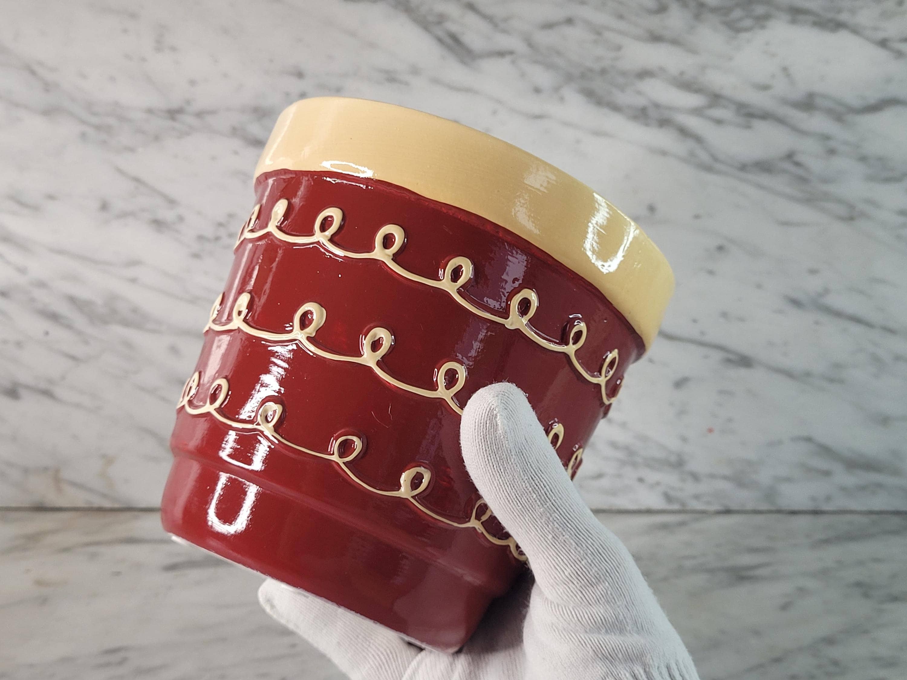 Nordring Retro Blumentopf Cross M - 12,5cm Ø Keramik Übertopf Ohne Drainage