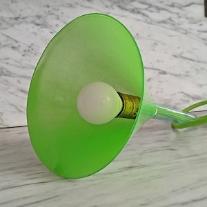 Vintage: upcycled hanging lamp / upcycling lamp made of glass funnel / green, small lamp