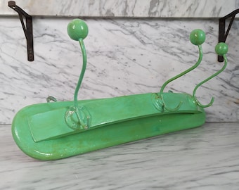 Retro hook rail in green / wardrobe / coat hooks / wall wardrobe / ViNtAgE