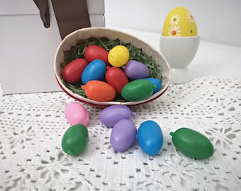 15 plastic Easter eggs / small easter ornaments / egg 1.2 inches / Vintage easter / Outdoor