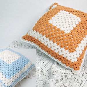 colorful pillow with knitted cover / retro sofa cushion / vintage throw pillow / cuddly pillow / boho / 35 x 35 cm