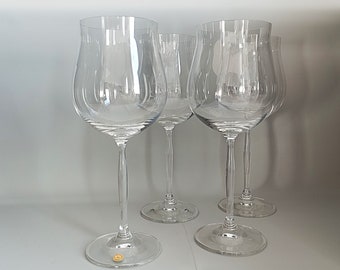 4 crystal red wine glasses / crystal glasses / wine glasses
