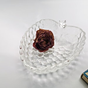 small jewelry bowl made of glass in grape shape / pressed glass / clear glass bowl