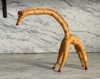 Raffia Giraffe / Vintage Collector's Figure / Post-War Toy of the 1950s / Raffia Figure, Raffia Animals, Raffia Animals / Old Toy Giraffe