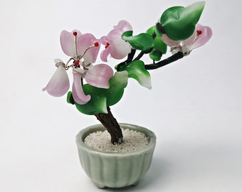 翡翠の風水盆栽桃の木。翡翠の鉢植え植物。 - Etsy 日本