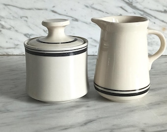 Vintage melk- en suikerpot / melkkan en suikerpot, steengoed, jaren 80