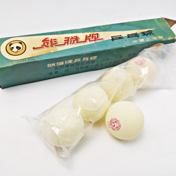 Five Vintage Table Tennis Balls / Ping Pong / Original Box / Made in SHANGHAI CHINA