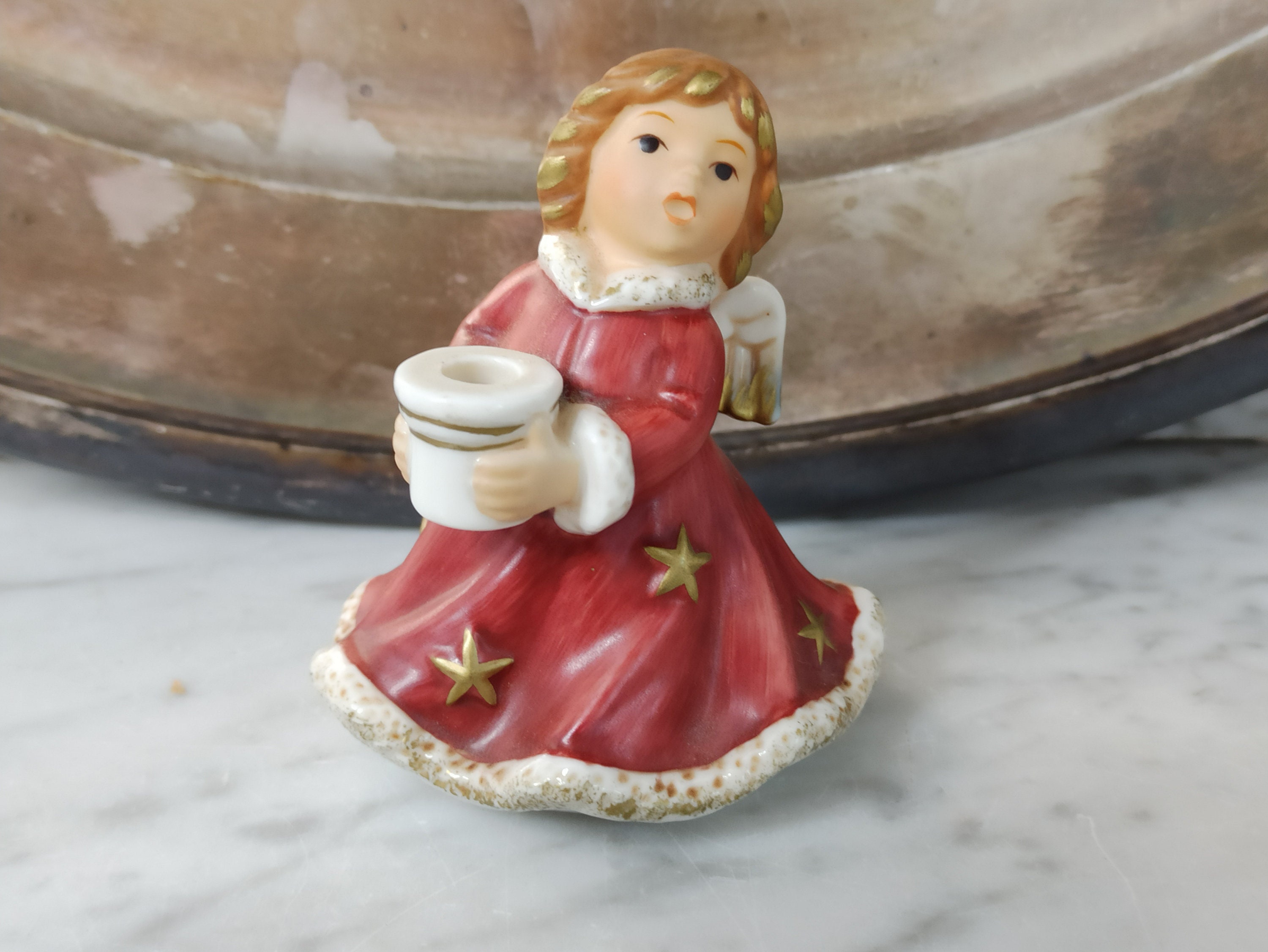 Goebel Christmas Angel / Small Red Angel / Candle Holder