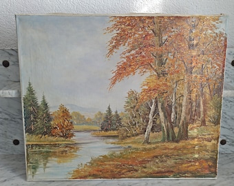 Old painting / oil painting / landscape / river landscape