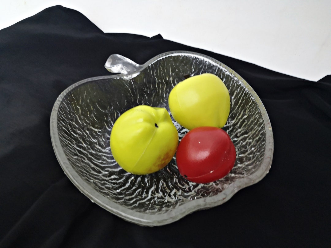 Vintage Appleshaped Glass Bowl / Pressed Glass / Clear Glass Bowl Etsy