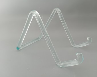 einfacher Tellerhalter / Ständer für Zierteller / Halter aus Glas / Präsentationsständer