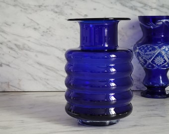 Vintage collector's vase, royal blue / VEB Harzkristall Derenburg / cobalt blue / Made in GDR