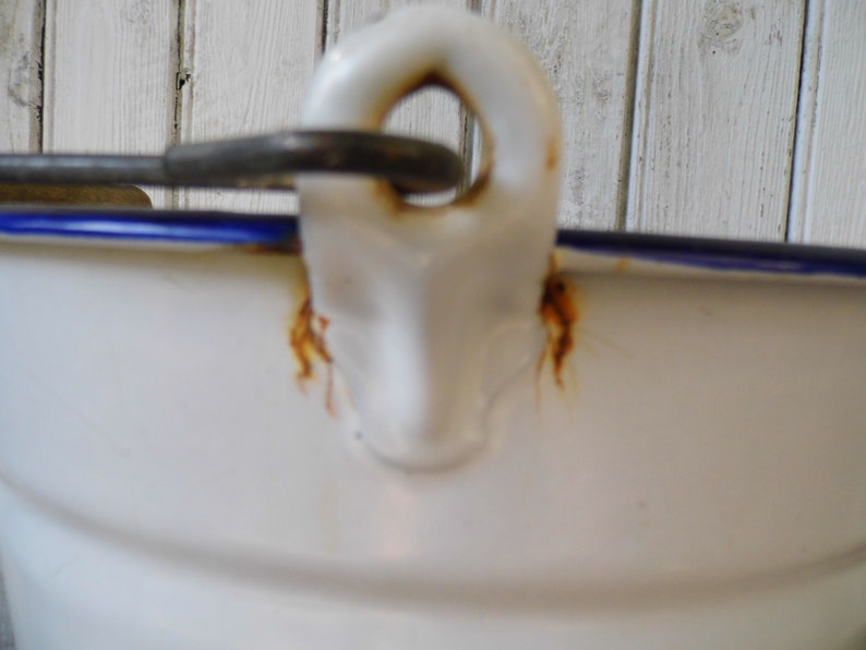 old enamel bucket white