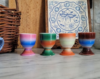 4 old egg cups with spray decoration / VINTAGE egg cups 1920s