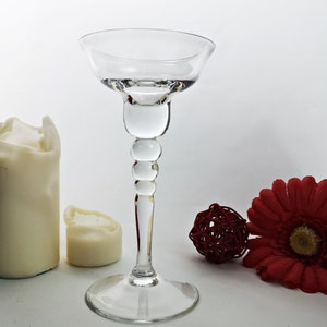 tall glass candlestick for ball or stick candles / candle holder / 1990s